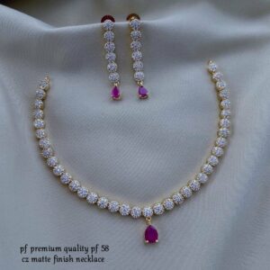 Elegant Cubic Zirconia Tennis-Style Necklace and Linear Drop Earrings Set